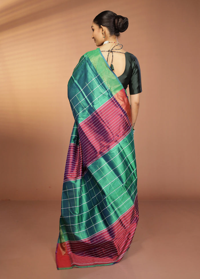 Green Kalakshetra Silk Saree With Blouse Piece