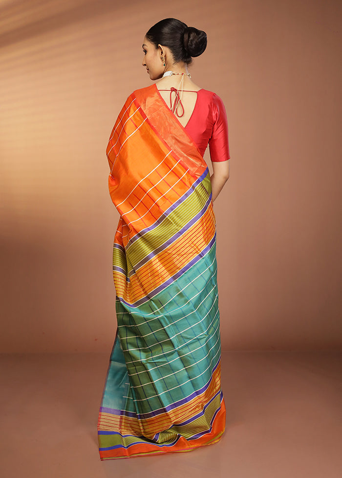 Yellow Kalakshetra Silk Saree With Blouse Piece