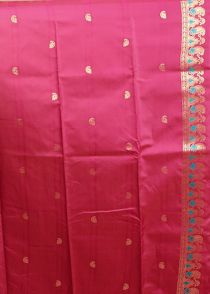 Purple Baluchari Silk Saree With Blouse Piece