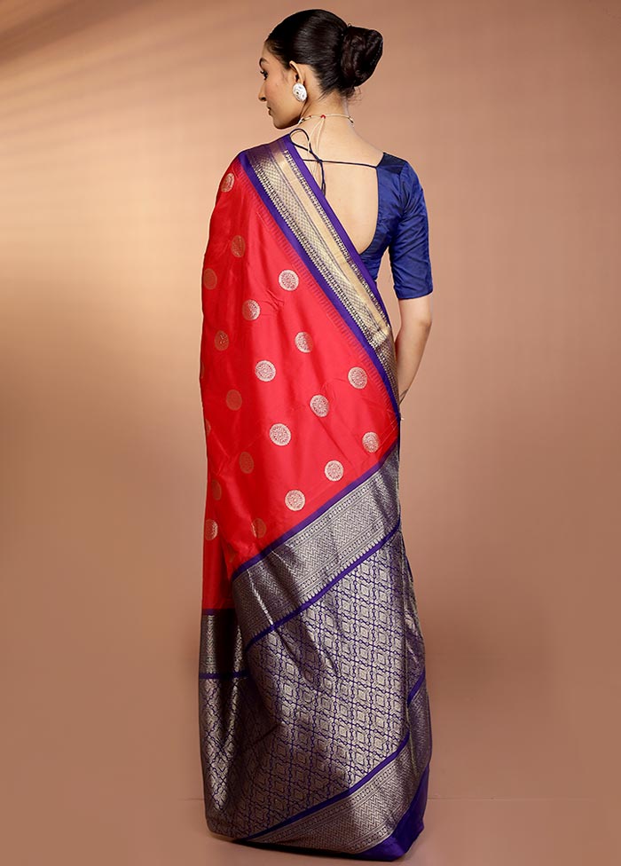 Red Kanjivaram Silk Saree With Blouse Piece