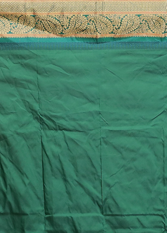 Peach Handloom Kanjivaram Pure Silk Saree With Blouse Piece