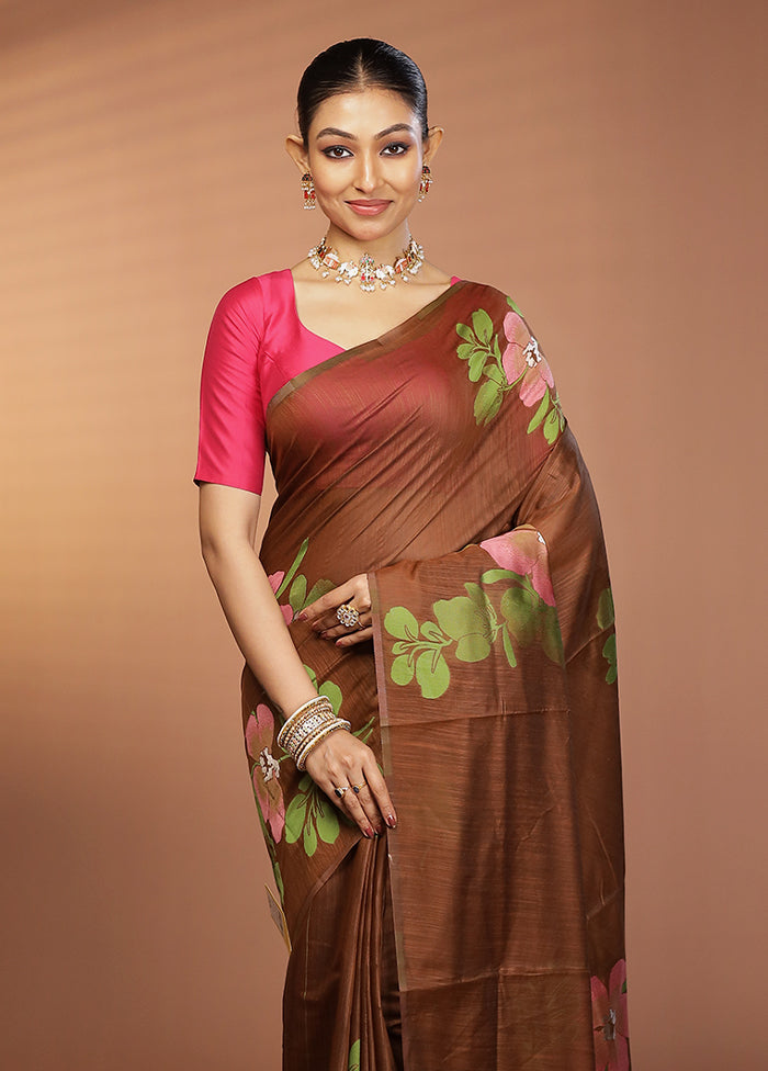 Rust Dupion Silk Saree With Blouse Piece