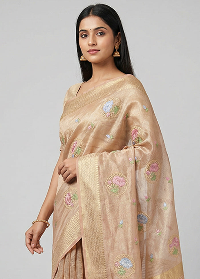 Gold Tissue Silk Saree With Blouse Piece