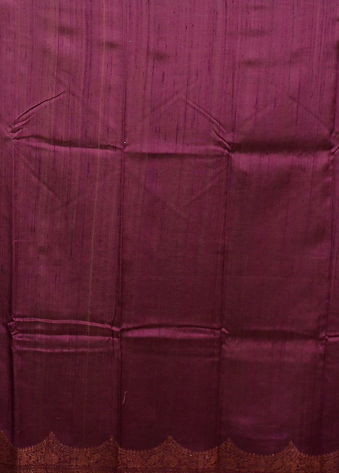 Red Tussar Pure Silk Saree With Blouse Piece