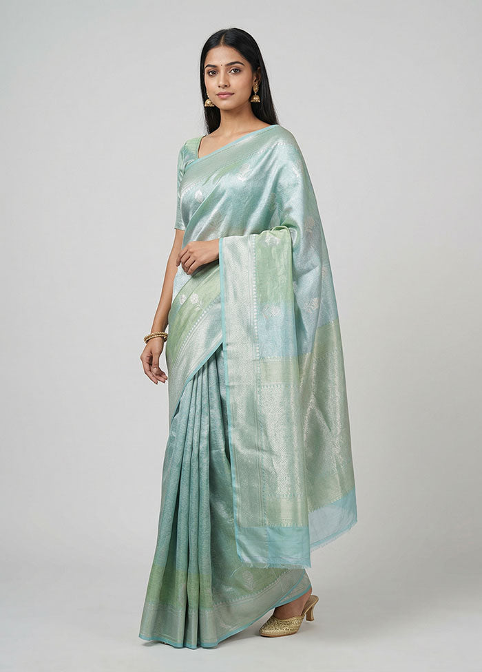 Green Tissue Silk Saree With Blouse Piece