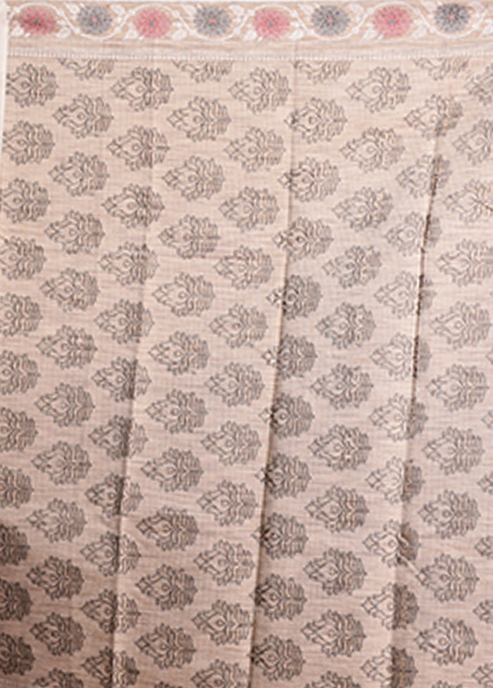 White Kora Silk Saree With Blouse Piece