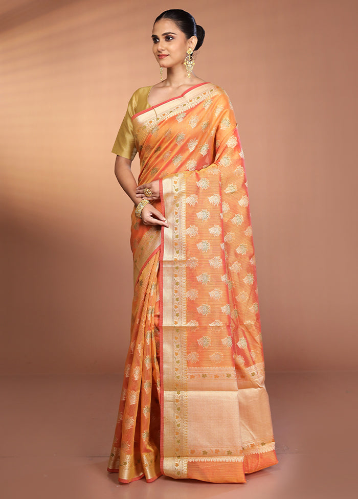 Pink Kora Silk Saree With Blouse Piece