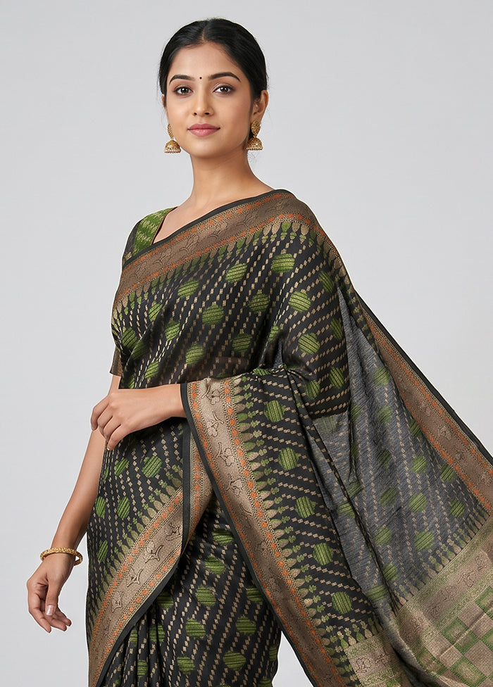 Green Kora Silk Saree With Blouse Piece