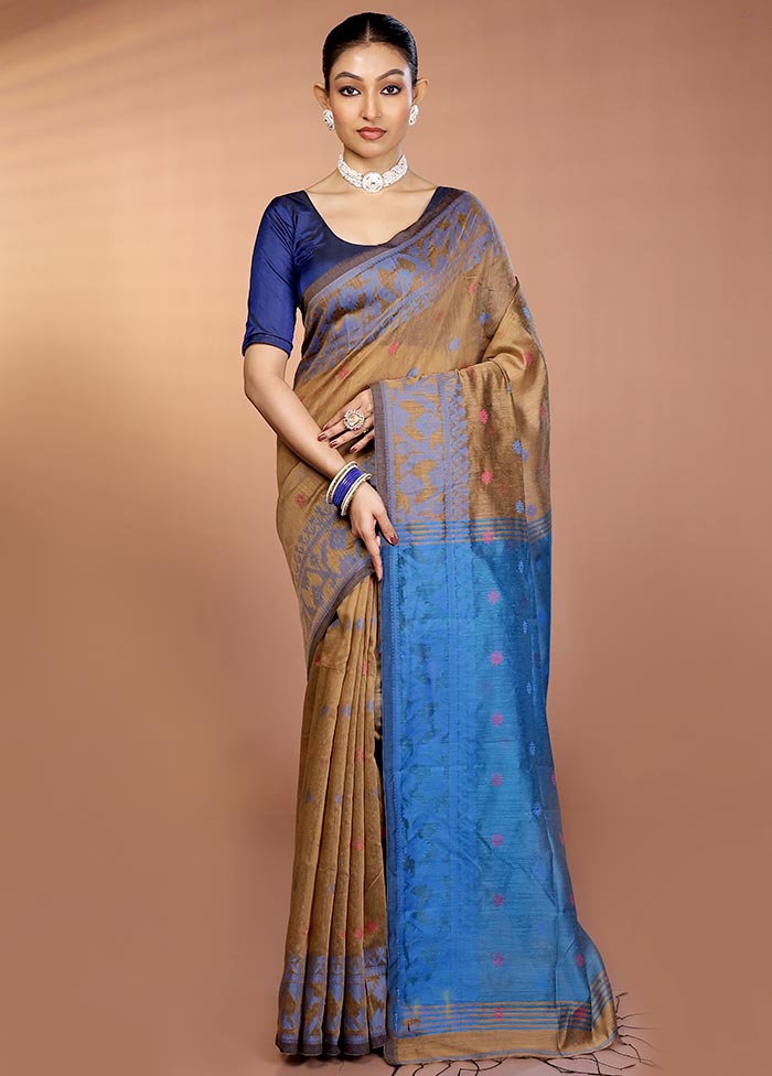 Grey Matka Silk Saree With Blouse Piece
