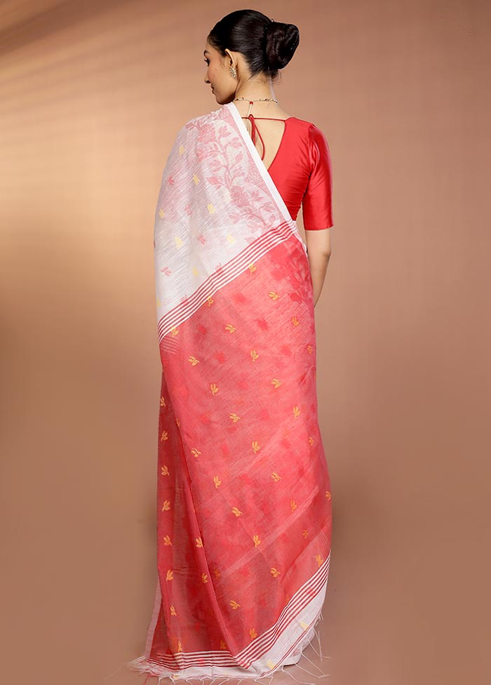 White Matka Silk Saree With Blouse Piece