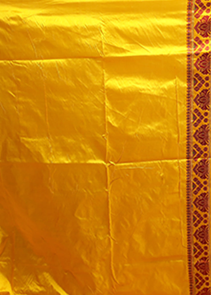 Yellow Handloom Assam Pure Silk Saree With Blouse Piece