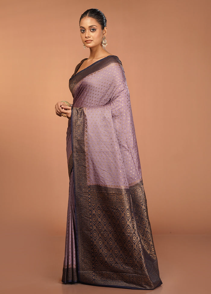 Purple Dupion Silk Saree With Blouse Piece
