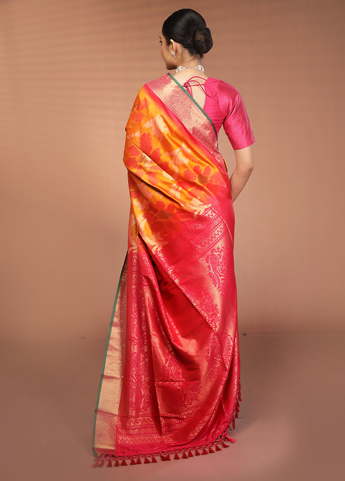 Multicolor Dupion Silk Saree With Blouse Piece