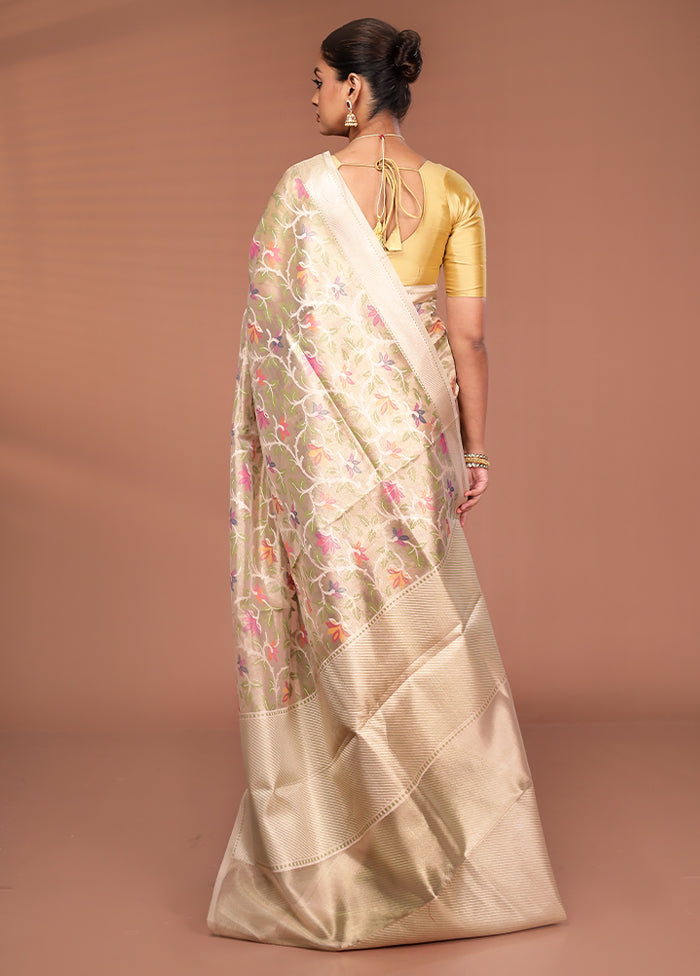 Cream Tissue Silk Saree With Blouse Piece
