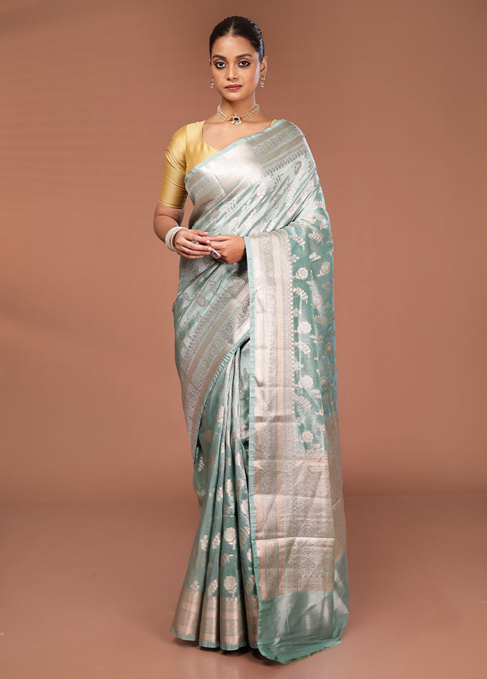 Green Tissue Silk Saree With Blouse Piece