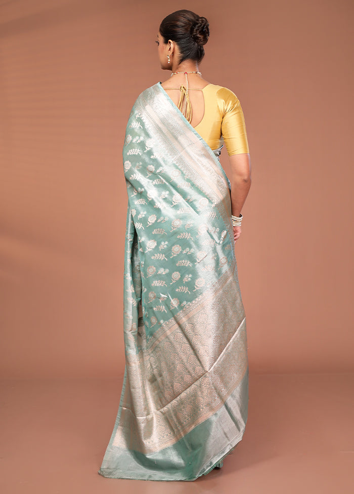 Green Tissue Silk Saree With Blouse Piece