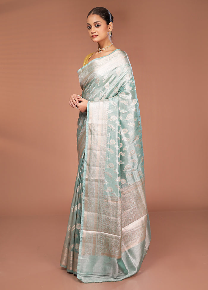 Green Tissue Silk Saree With Blouse Piece