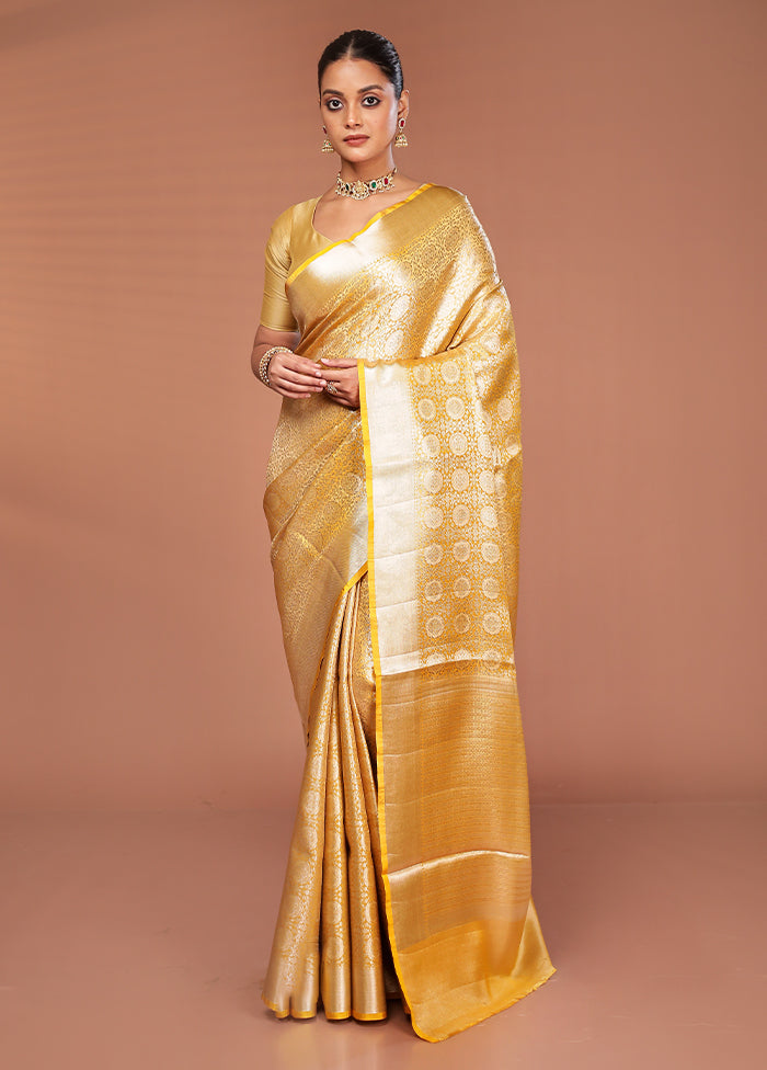 Yellow Tissue Silk Saree With Blouse Piece