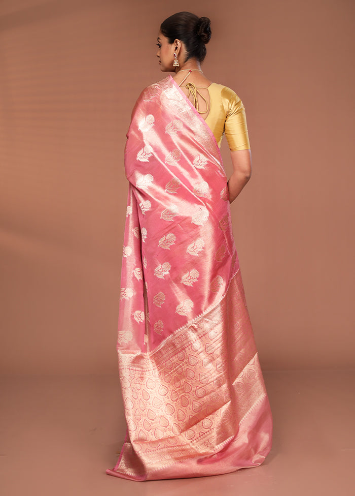 Pink Tissue Silk Saree With Blouse Piece
