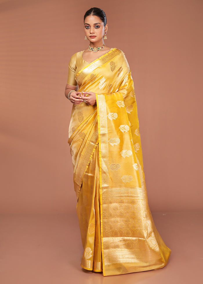 Yellow Tissue Silk Saree With Blouse Piece