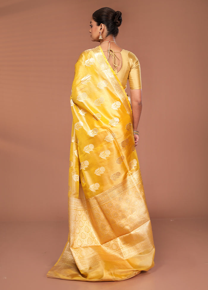 Yellow Tissue Silk Saree With Blouse Piece