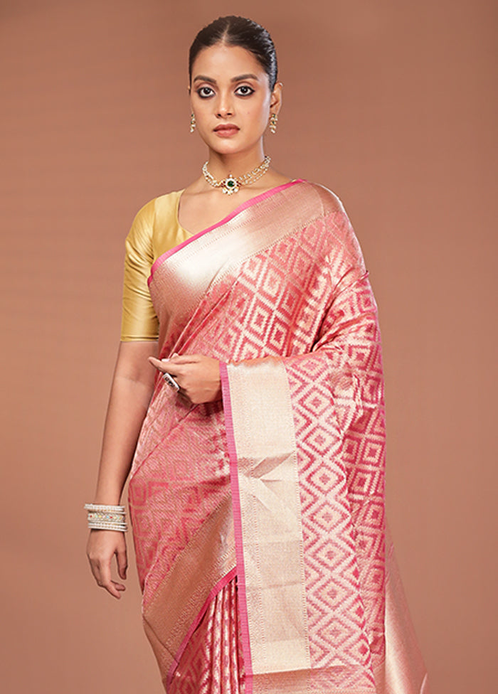 Pink Tissue Silk Saree With Blouse Piece