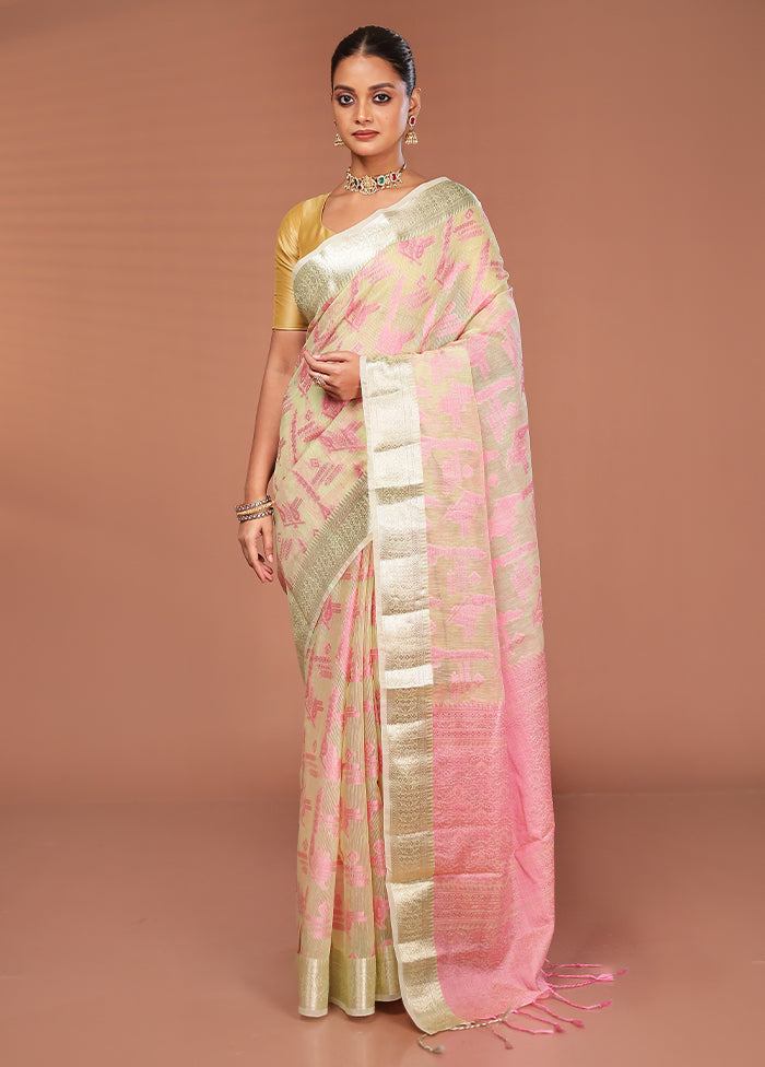 Green Cotton Saree With Blouse Piece