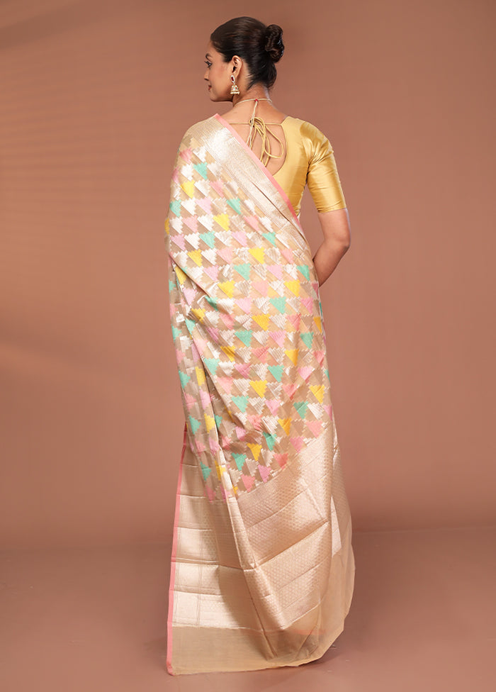 Pink Kora Silk Saree With Blouse Piece
