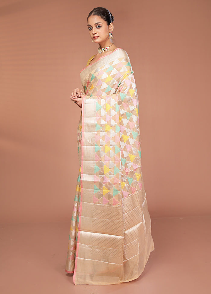 Pink Kora Silk Saree With Blouse Piece