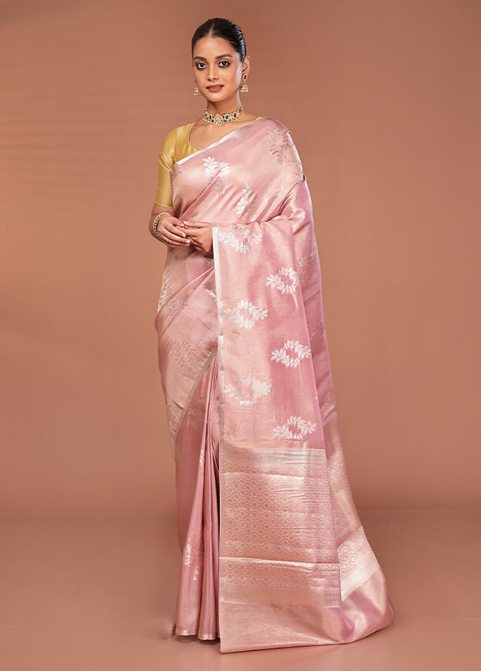 Pink Tissue Silk Saree With Blouse Piece