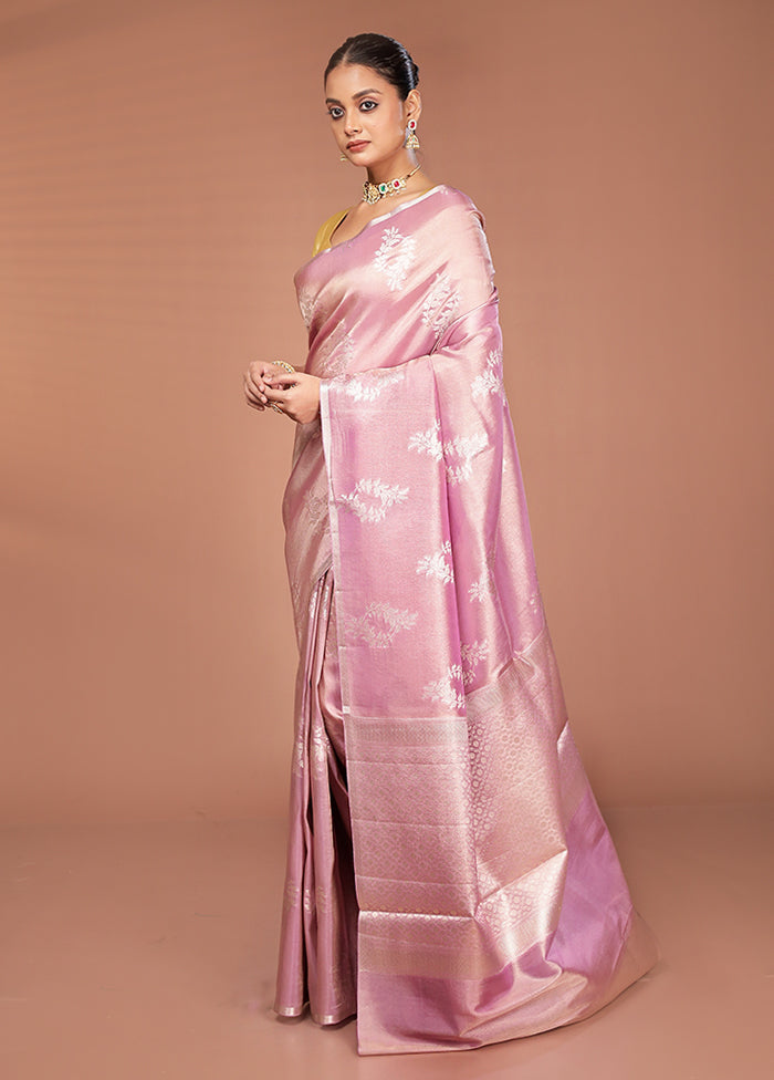 Pink Tissue Silk Saree With Blouse Piece