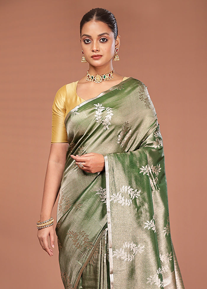 Blue Tissue Silk Saree With Blouse Piece