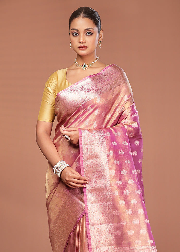 Pink Tissue Silk Saree With Blouse Piece