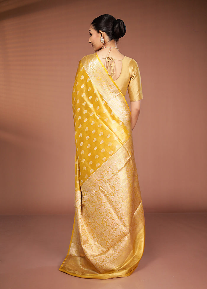 Yellow Tissue Silk Saree With Blouse Piece