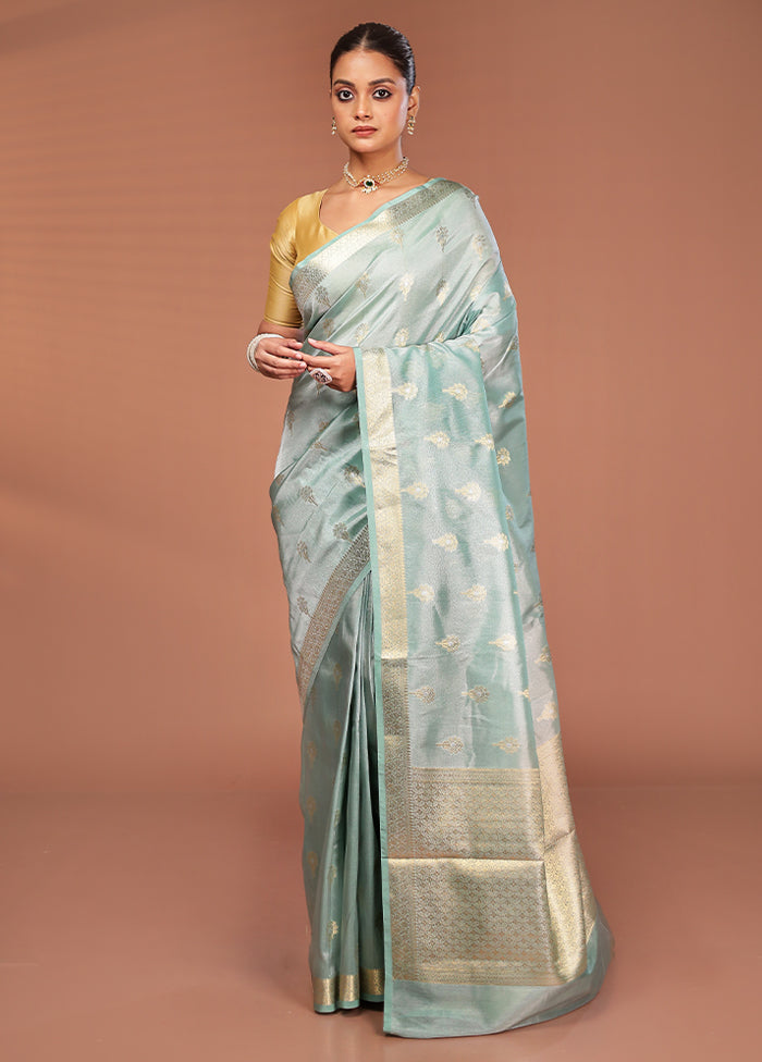 Green Tissue Silk Saree With Blouse Piece