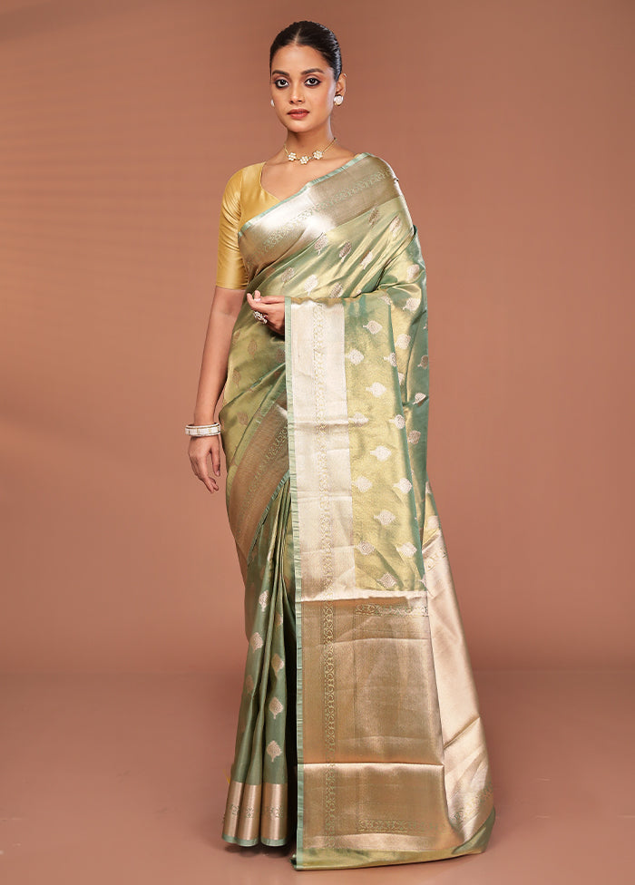Green Tissue Silk Saree With Blouse Piece