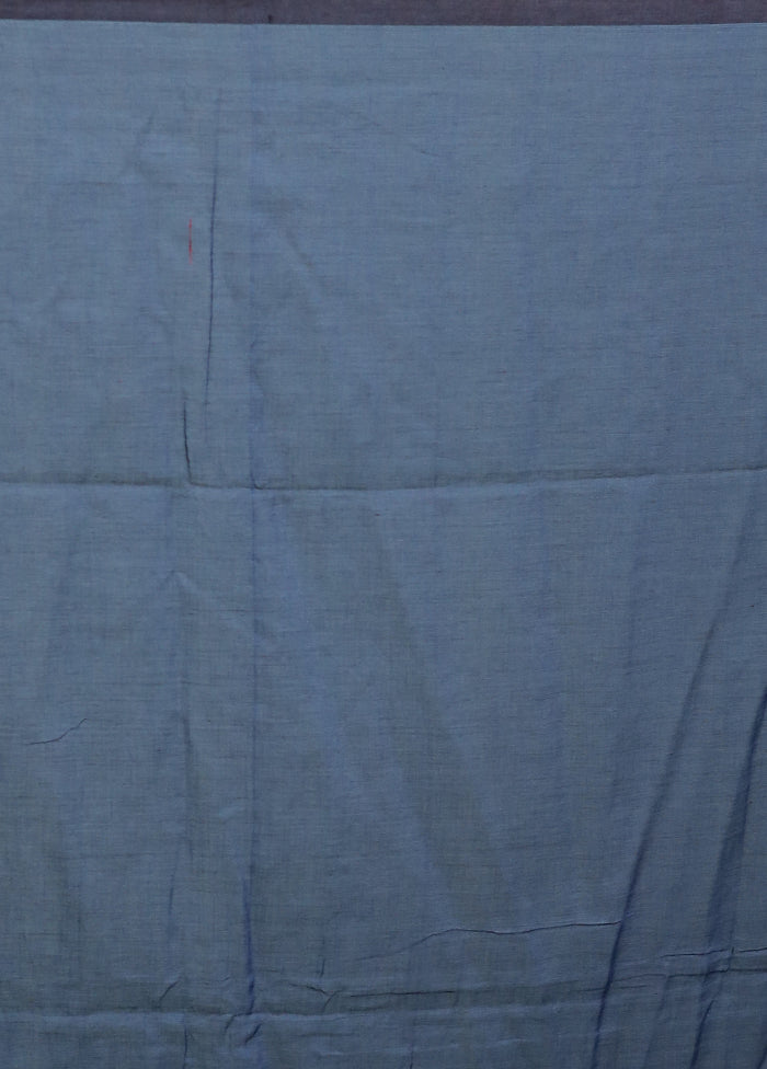 Blue Cotton Saree With Blouse Piece