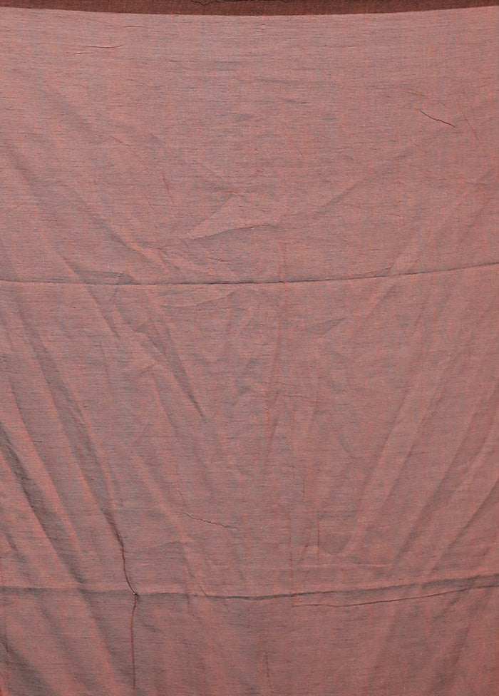 Rust Cotton Saree With Blouse Piece