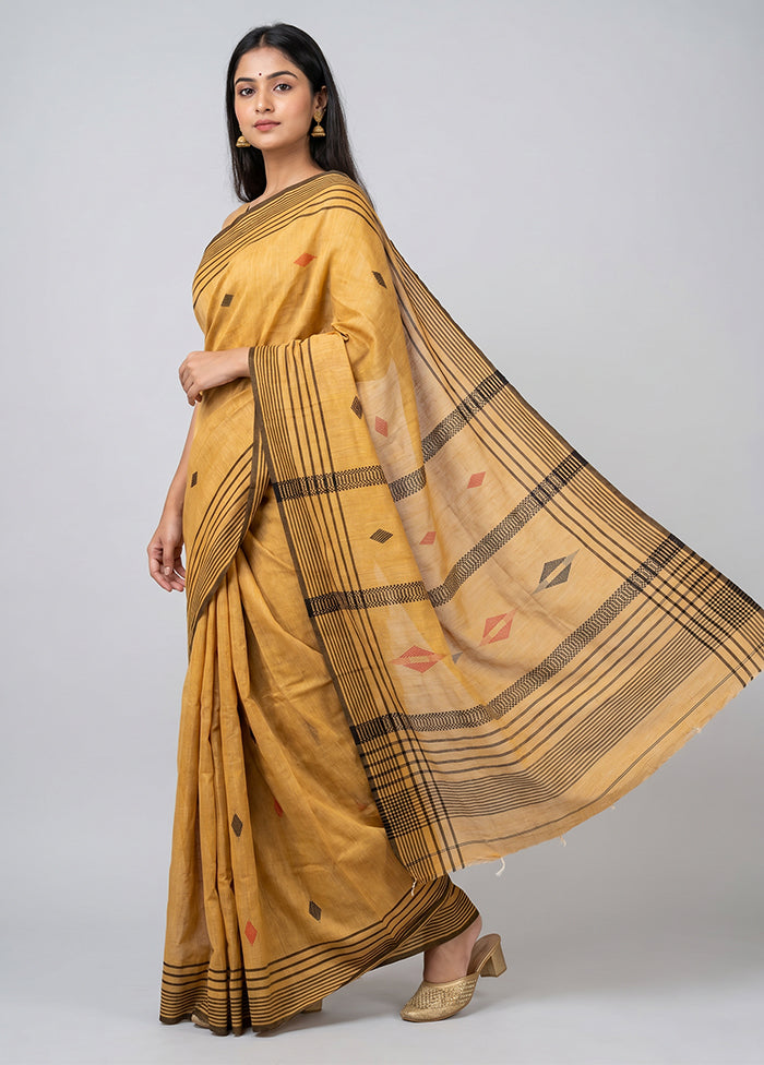 Pink Pure Cotton Saree With Blouse Piece