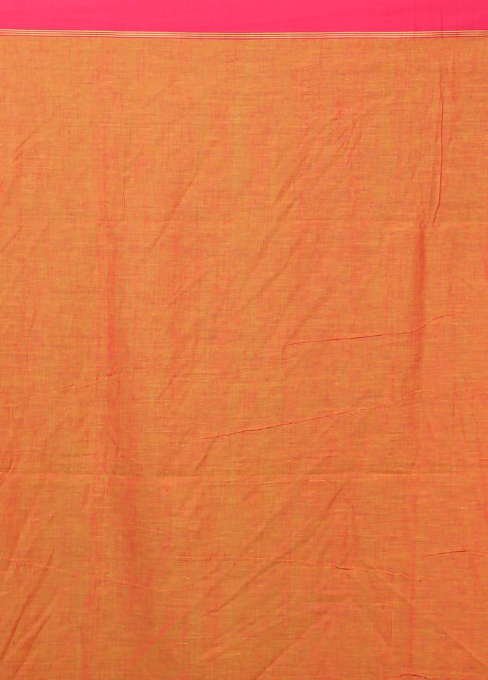 Orange Pure Cotton Saree With Blouse Piece