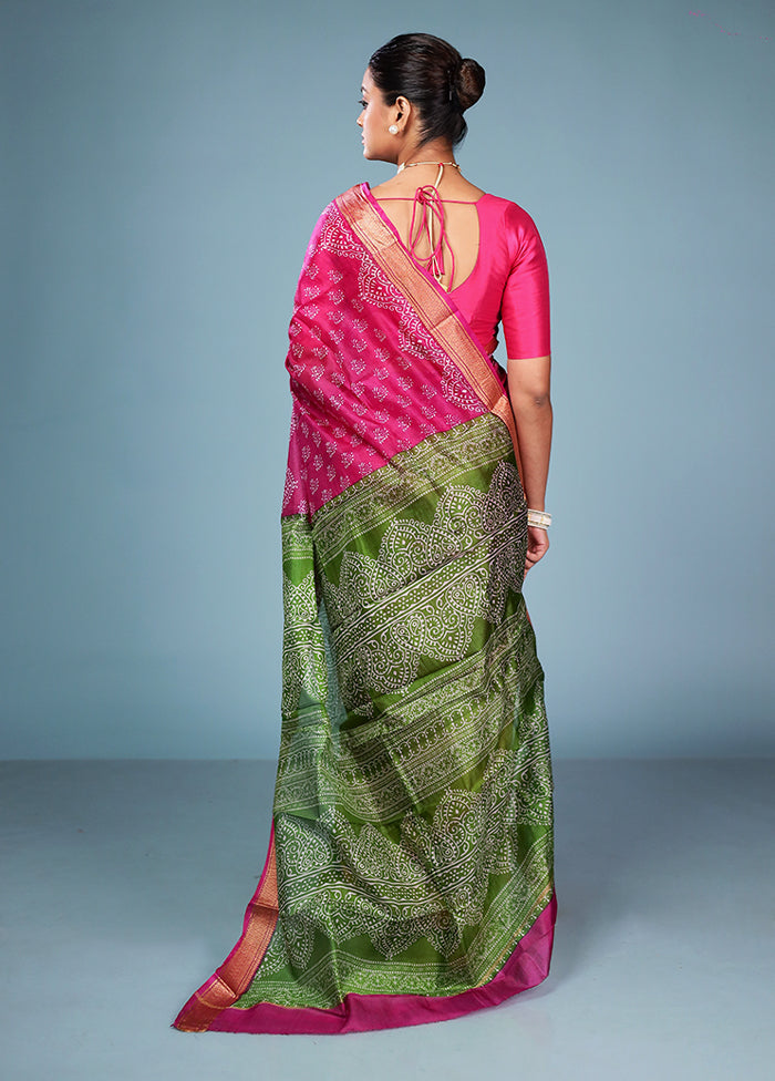 Purple Printed Pure Silk Saree Without Blouse Piece