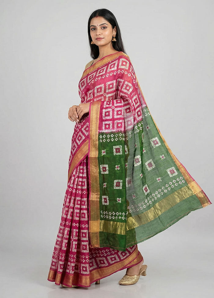 Green Printed Pure Silk Saree Without Blouse Piece