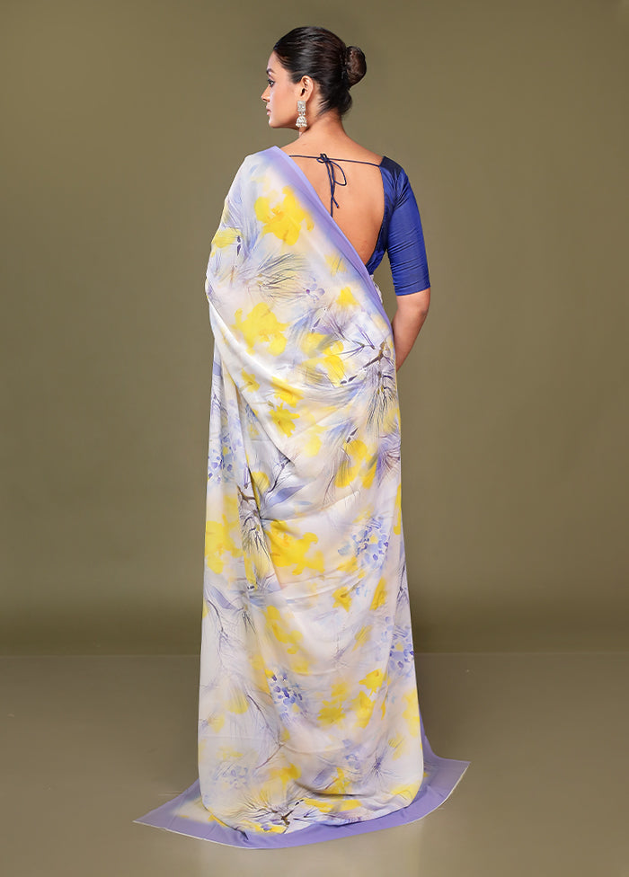 Multicolor Chiffon Silk Saree With Blouse Piece