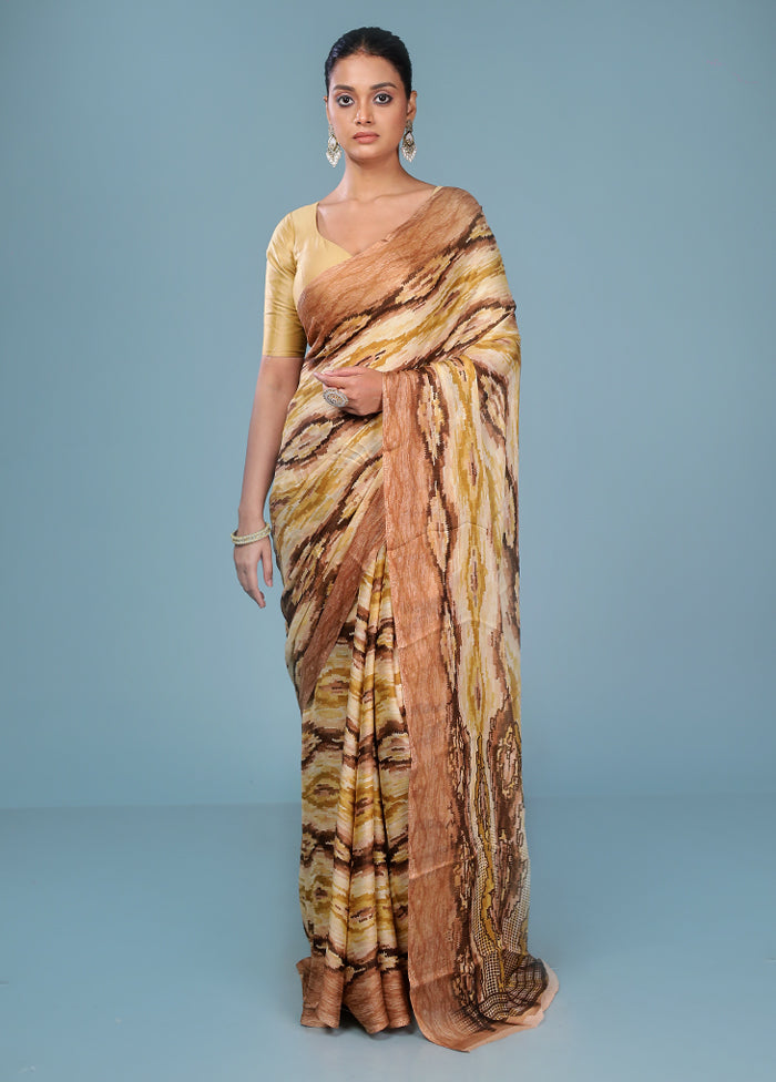 Multicolor Chiffon Silk Saree With Blouse Piece