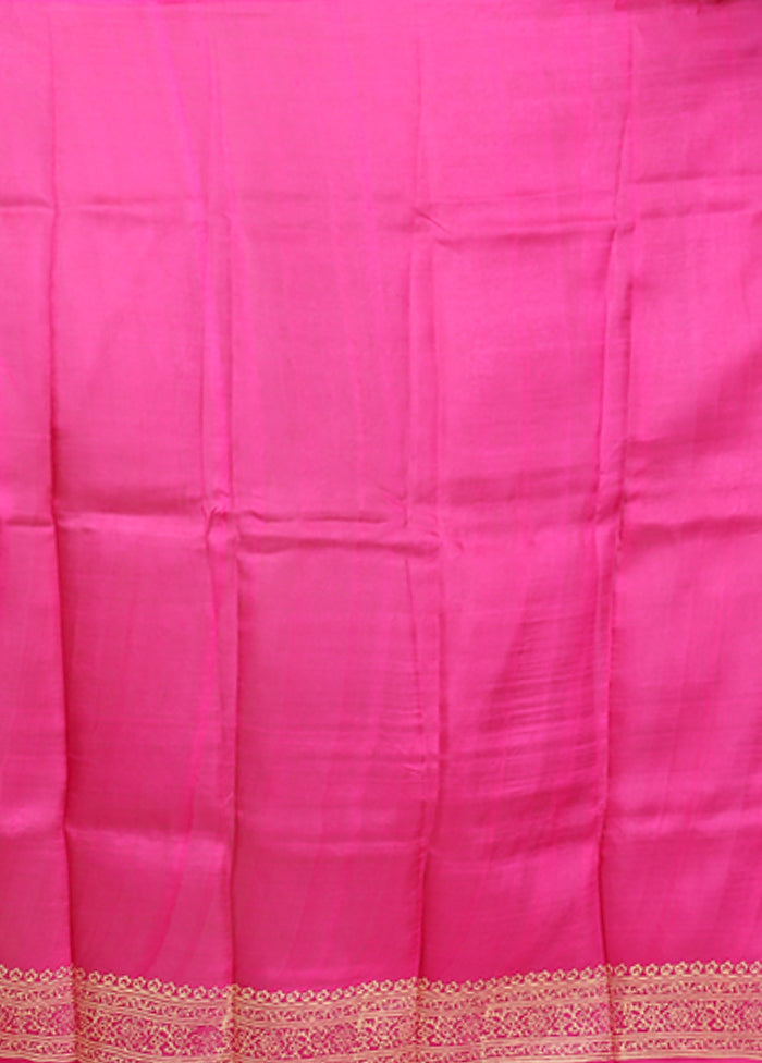 Pink Printed Silk Saree Without Blouse Piece