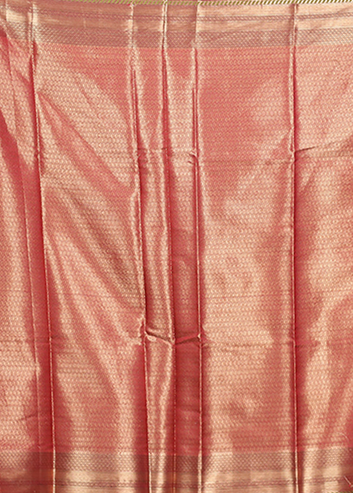 Maroon Kora Silk Saree With Blouse Piece