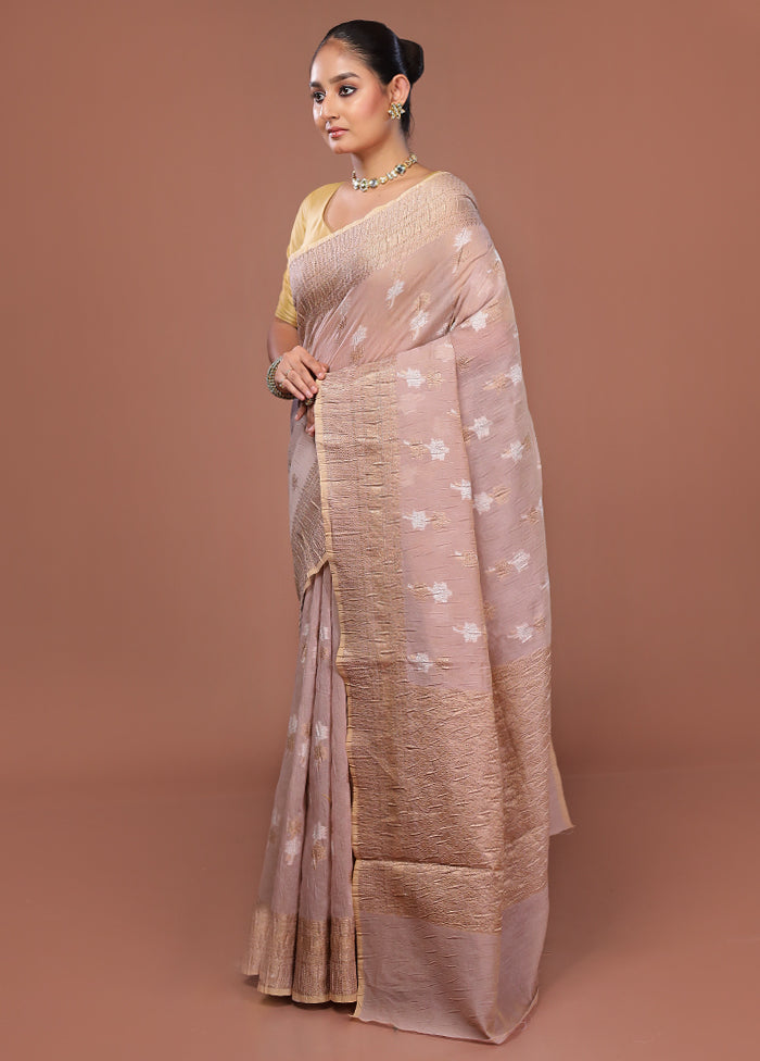 Cream Tissue Silk Saree With Blouse Piece