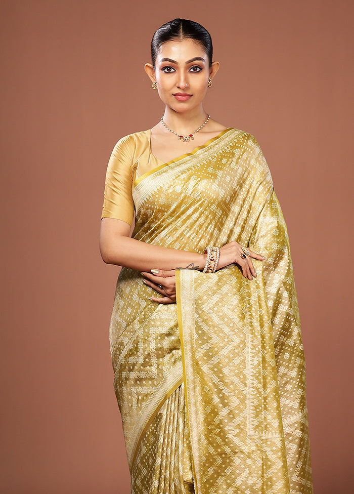 Yellow Tissue Silk Saree With Blouse Piece