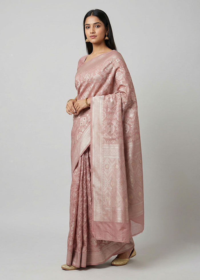 Pink Cotton Saree With Blouse Piece