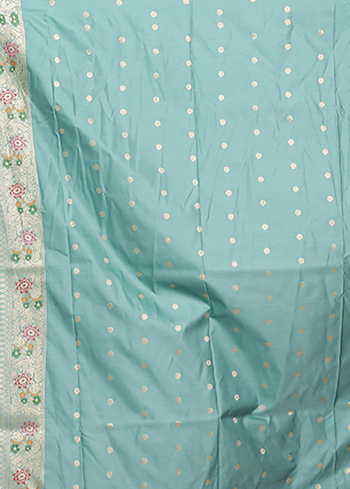 Blue Katan Silk Saree With Blouse Piece